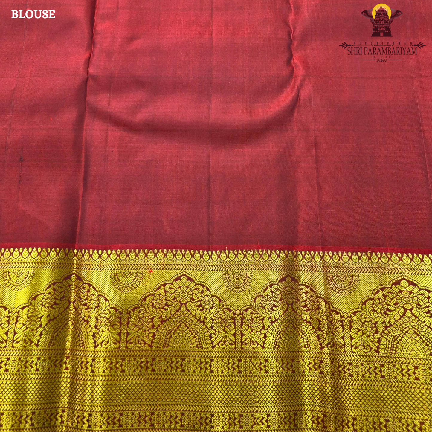 Rich Bottle Green with Grand Gold Zari Border & Red Selvedge Saree