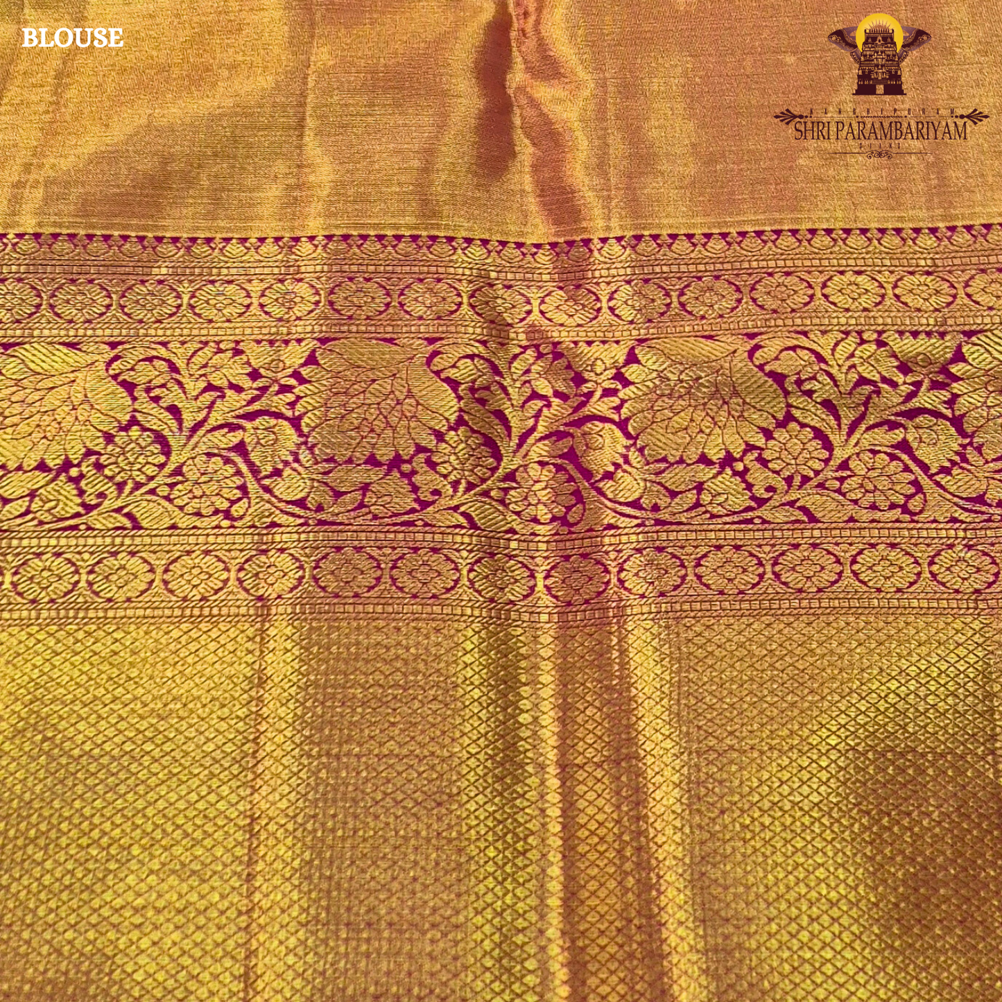 Soft beige / light gold with Contrast rani pink border Saree