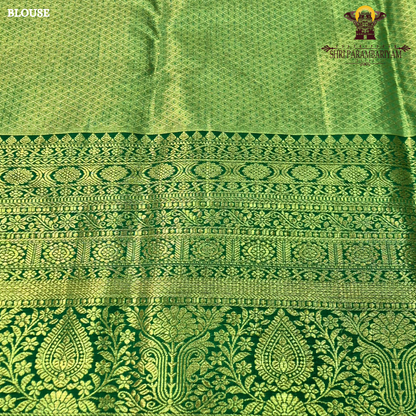 Soft rose pink / pastel pink with Rich emerald green Saree