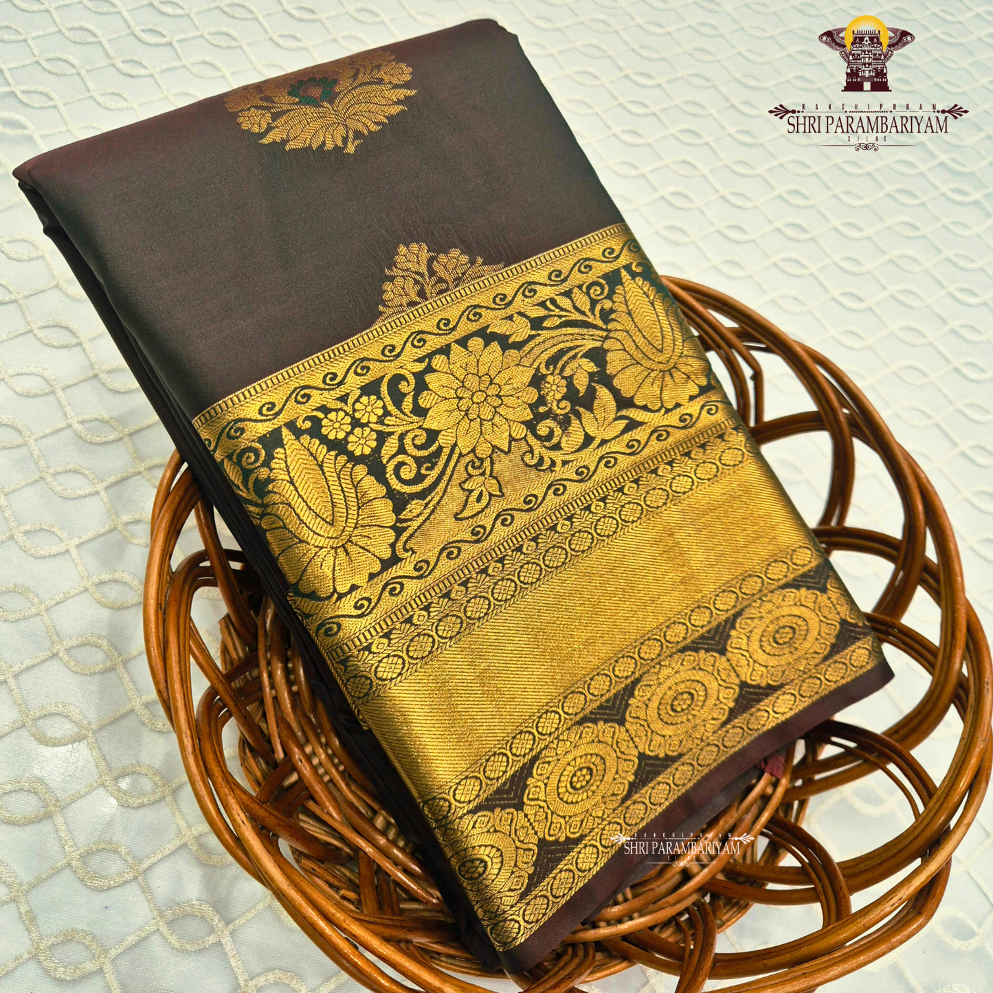 Classic dark coffee brown / deep chocolate brown Saree