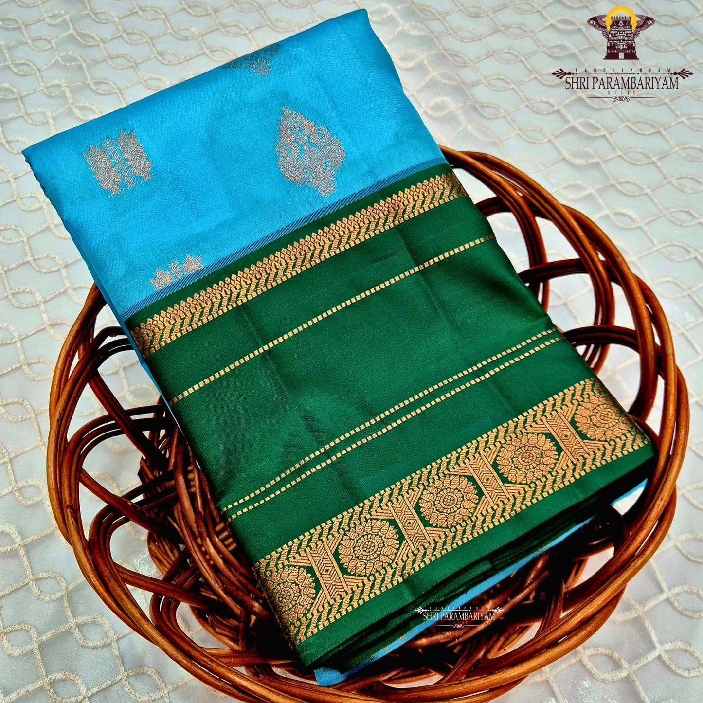 Bright Sky Blue Saree