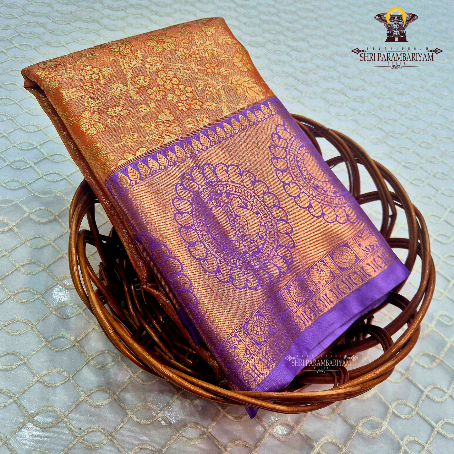 Warm rust orange Tissue Saree