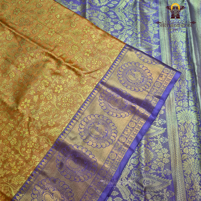 Warm rust orange Tissue Saree