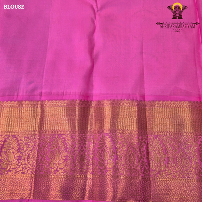 A vibrant peacock blue body paired with a bright pink korvai border Saree