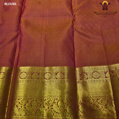 Rani Pink (Deep Magenta Pink) body with a rich Gold Zari border and an Orange-gold selvedge (edge finish) Saree