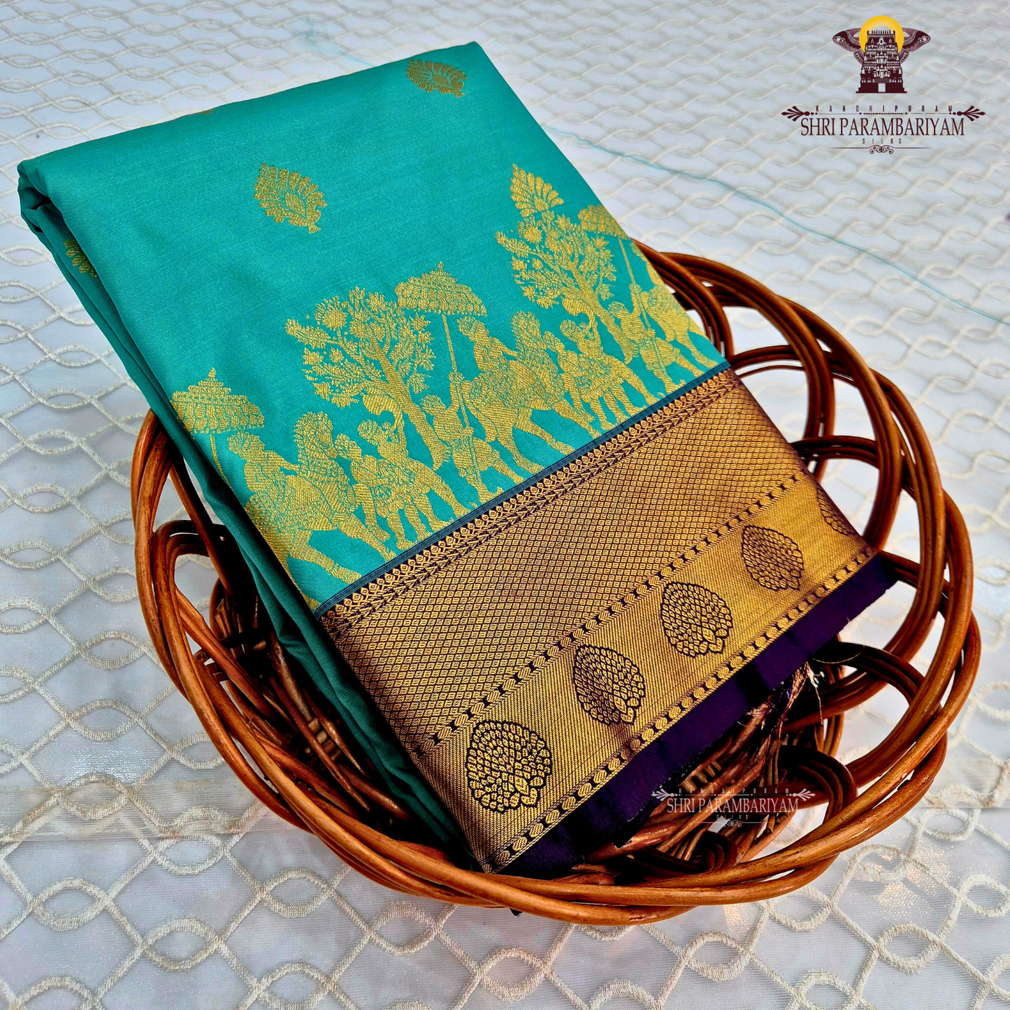 Rich teal green Saree