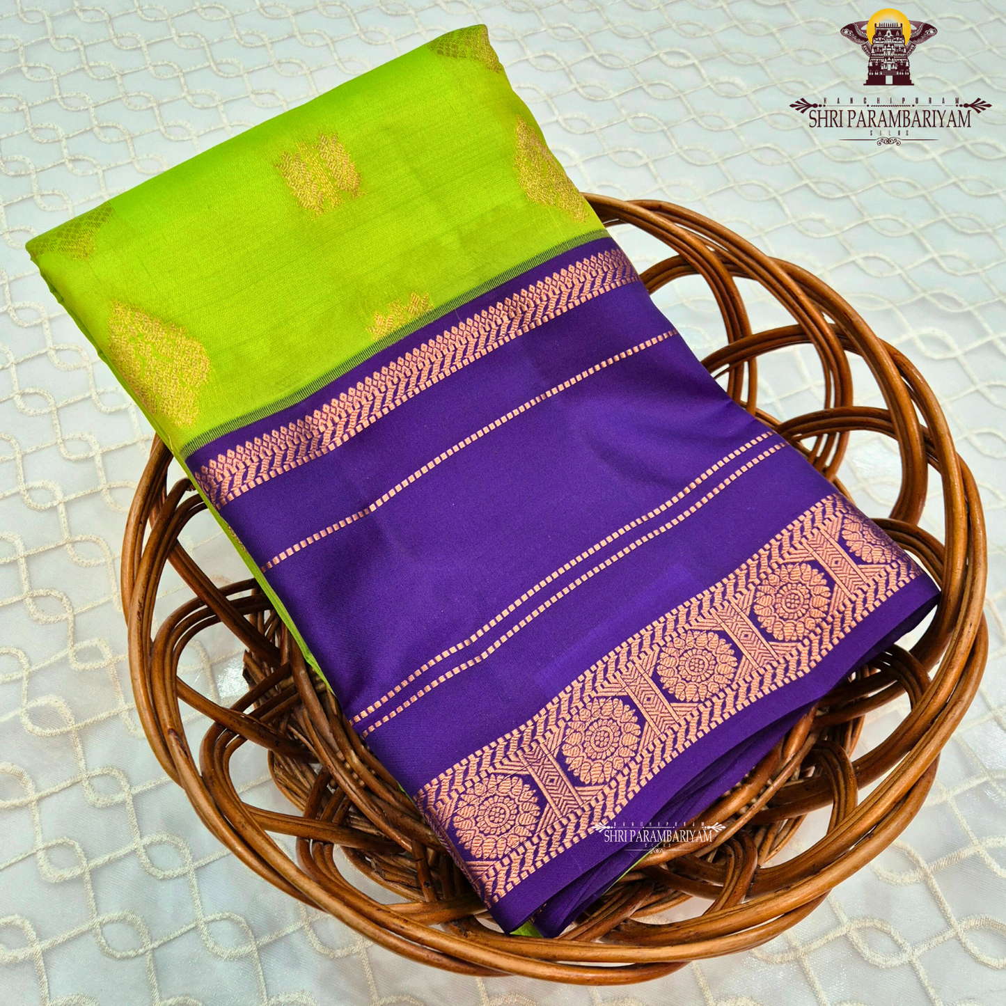 vibrant parrot green Saree
