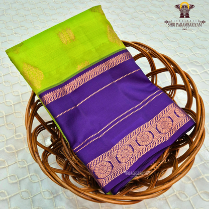 vibrant parrot green Saree