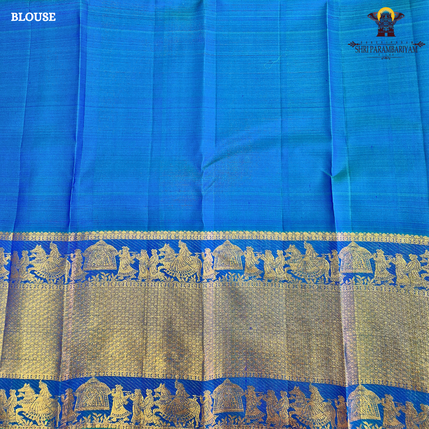 A stunning Royal Blue with Peacock Blue dual-tone shade Saree