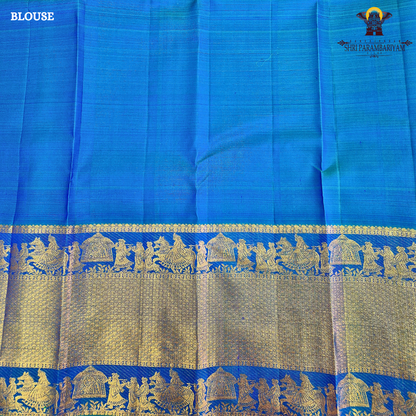 A stunning Royal Blue with Peacock Blue dual-tone shade Saree