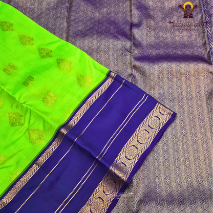 vibrant parrot green Saree
