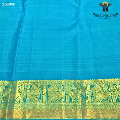 Rich Violet / Purple body with Sky Blue border Saree