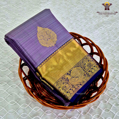 A graceful lavender grey shade with a subtle natural silk sheen Saree