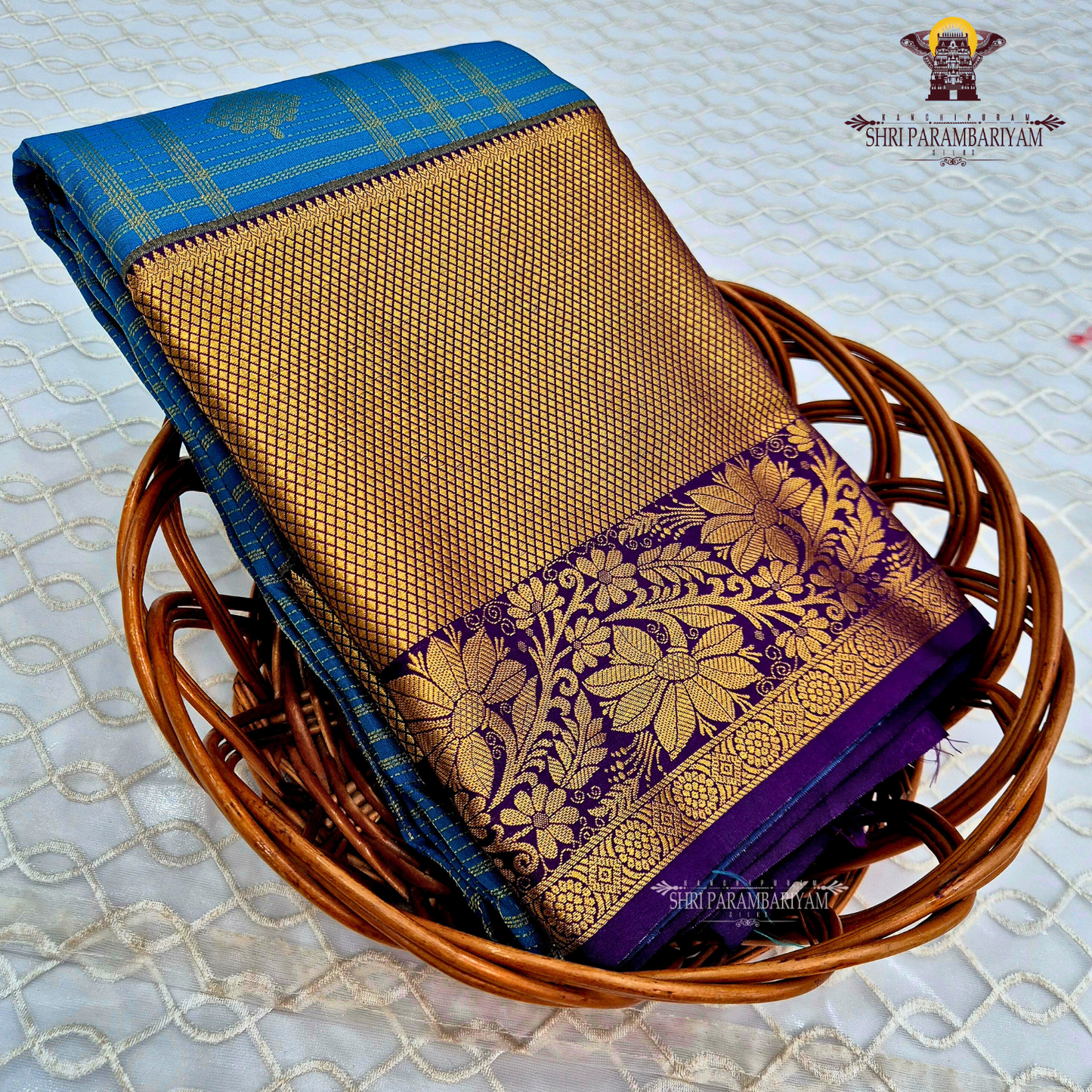 Bright peacock blue Saree