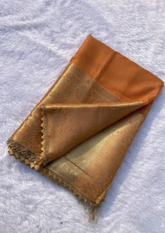 Kanchipuram Orange Silk Saree